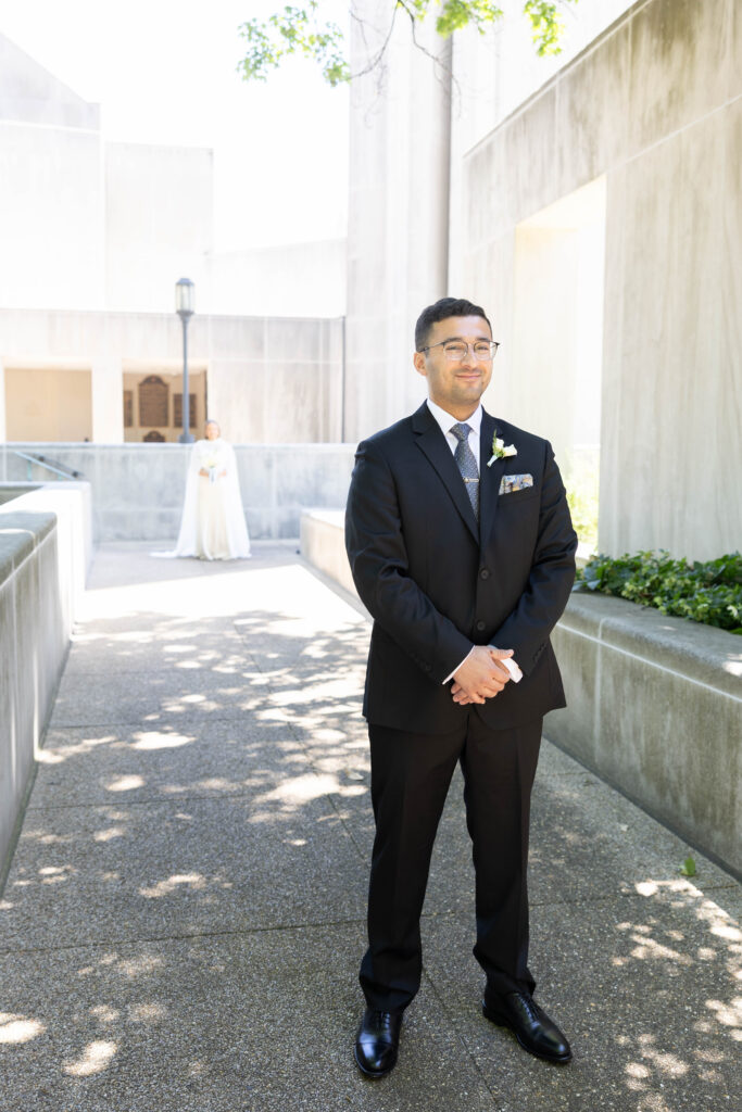 wedding ceremony and portraits at national presbyterian church in Washington DC