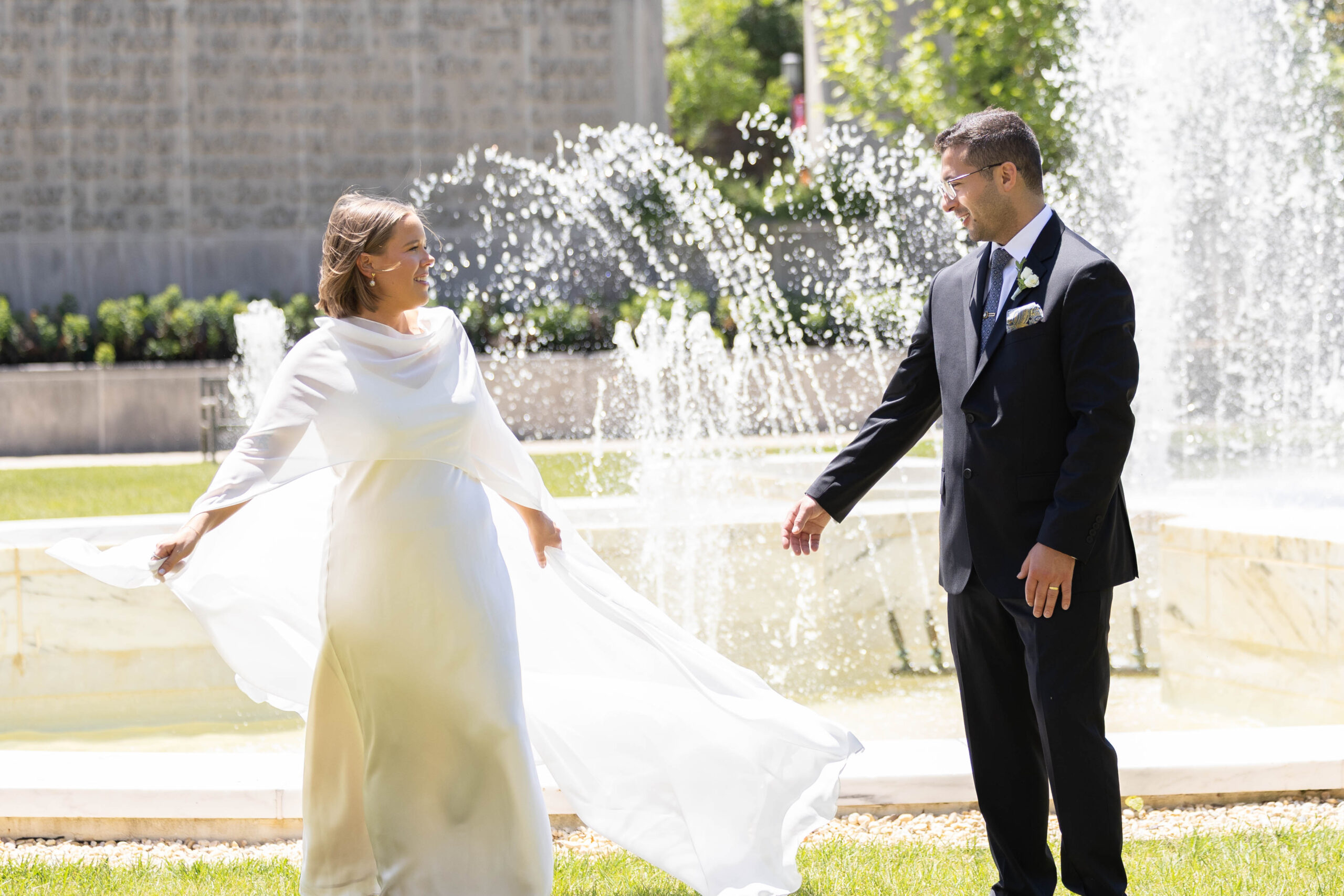 wedding portraits at national presbyterian church in Washington DC