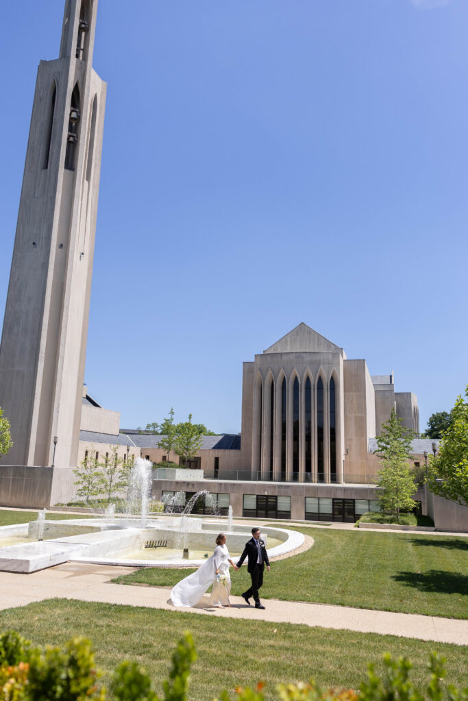wedding ceremony and portraits at national presbyterian church in Washington DC