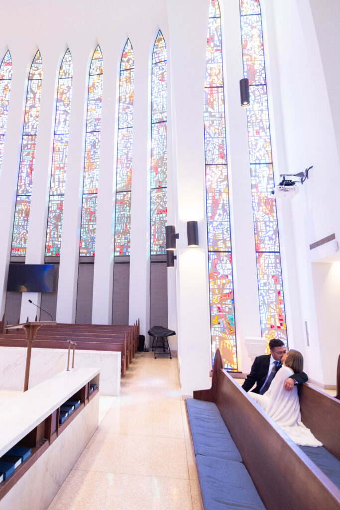 wedding ceremony and portraits at national presbyterian church in Washington DC