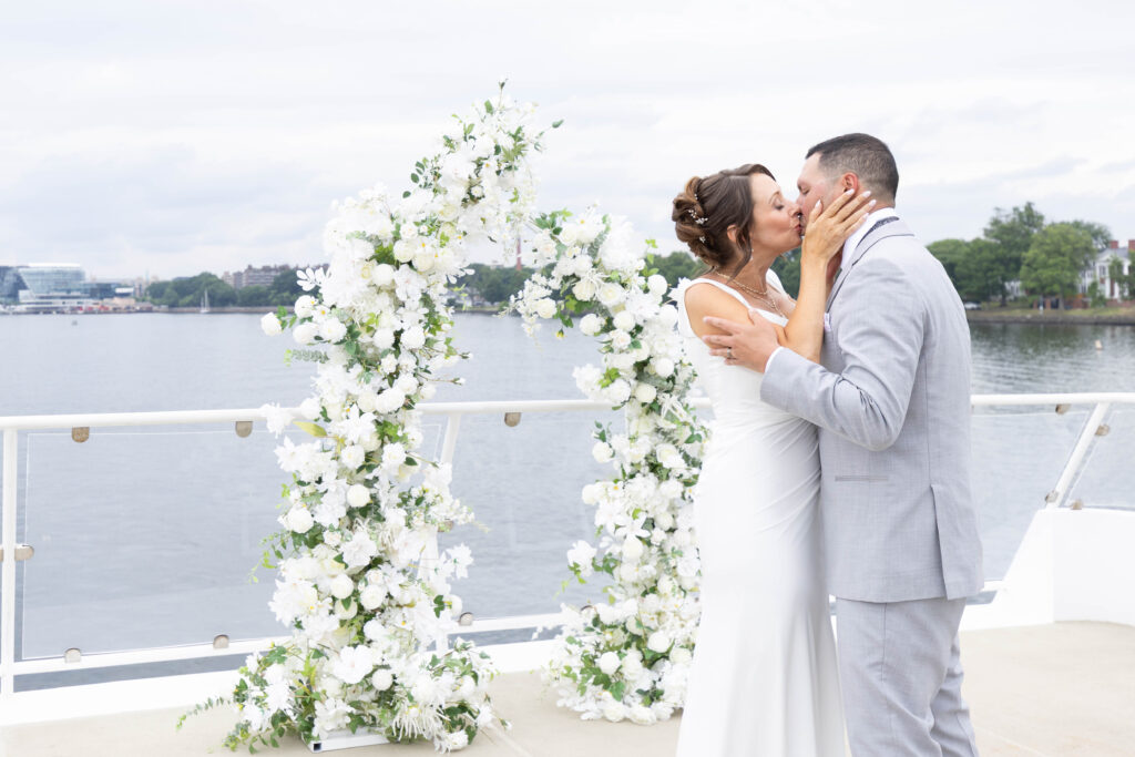 wharf wedding ceremony aboard the National Elite Yacht