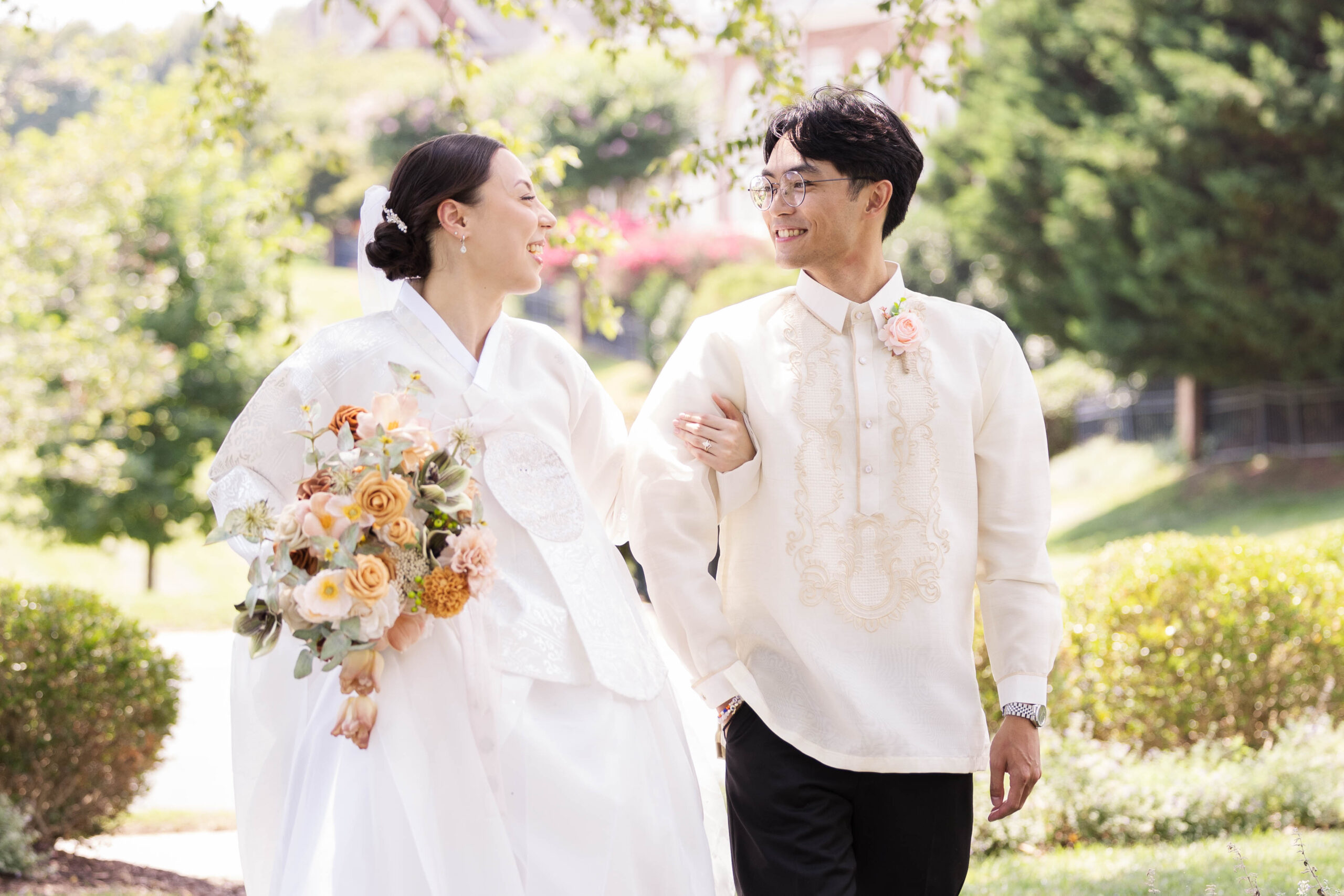 Korean American bride and groom wedding portraits at River Creek Club